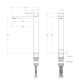 Смеситель для раковины высокий CEZARES SLIDER-LC-NOP-W0 черный матовый